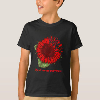 Red Blood Cancer Awareness Sunflower Gift Warrior T-Shirt