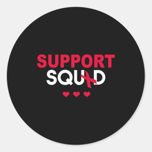 Red Blood Cancer Awareness Support Squad  Classic Round Sticker