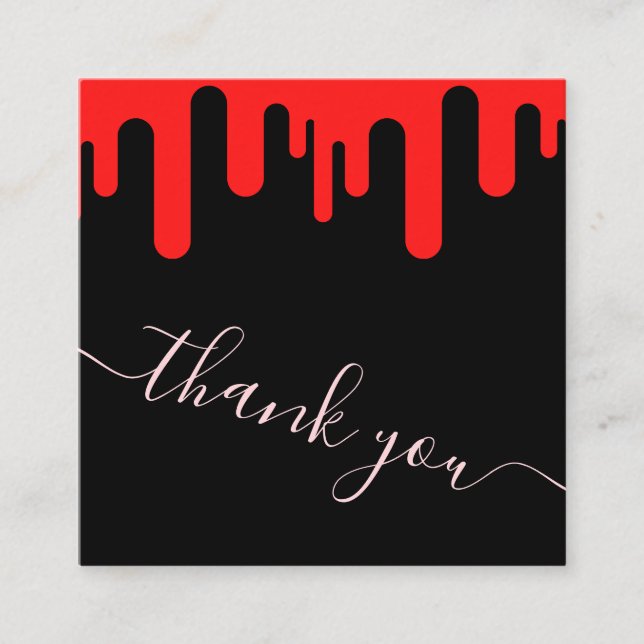 Red Blood Drip Halloween Theme Thank You Gratitude Square Business Card (Front)