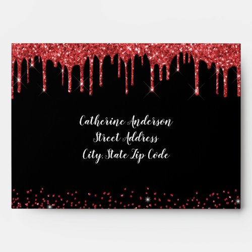 Red blood glitter dripping black vampire gothic  envelope