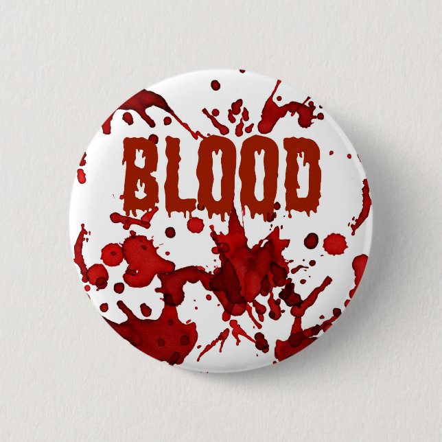 RED Blood Halloween Print Pinback Button (Front)