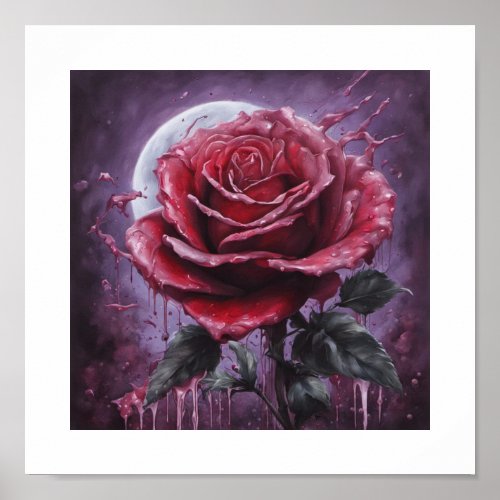 Red Blood_Moon Rose Poster