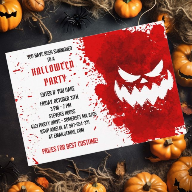 Red blood splatter Creepy Halloween party Invitation (Creator Uploaded)