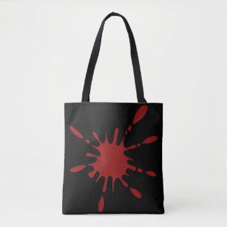 Red Blood Splatter on Black Background Tote Bag