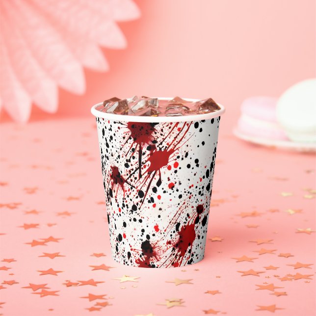 Red Blood Splatter Pattern  Paper Cups (Insitu)