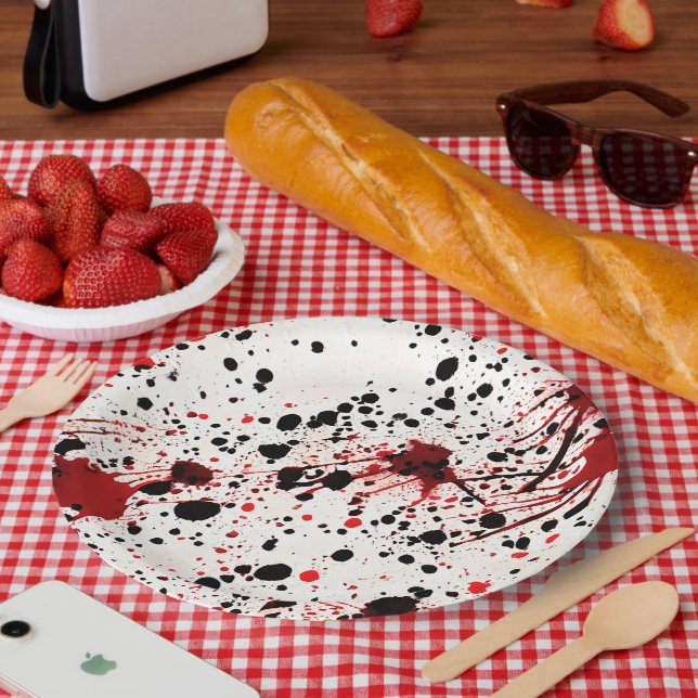 Red Blood Splatter Pattern  Paper Plates (Picnic)