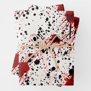 Red Blood Splatter Pattern Wrapping Paper Sheets