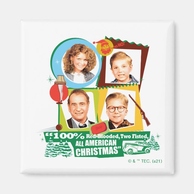 Red-Blooded, Two Fisted, All American Christmas Magnet (Front)