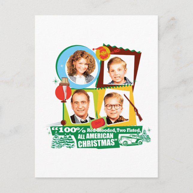 Red-Blooded, Two Fisted, All American Christmas Postcard (Front)