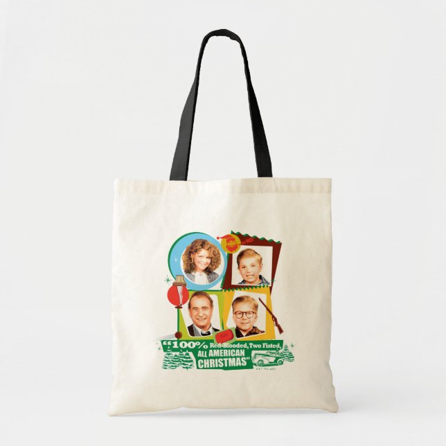 Red-Blooded, Two Fisted, All American Christmas Tote Bag (Front)