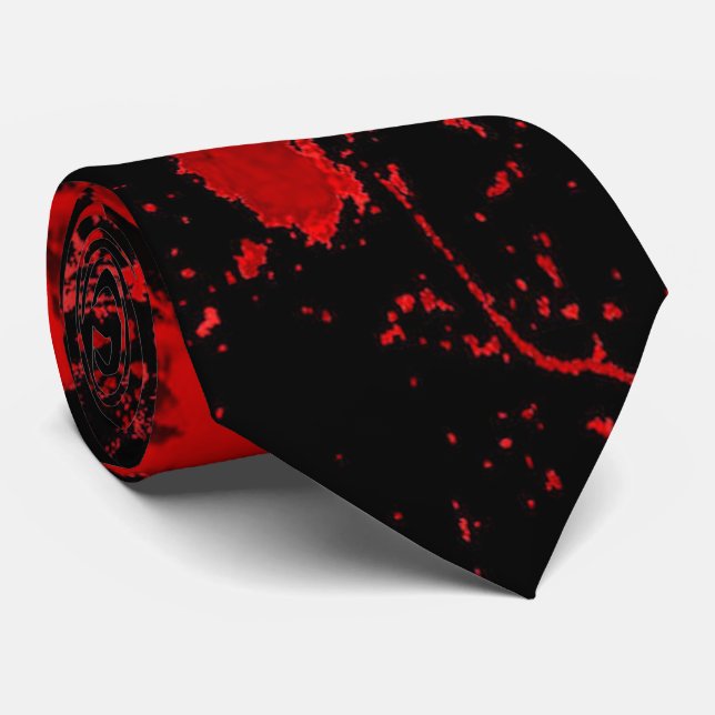Red Bloody Celtic Cross Neck Tie (Rolled)