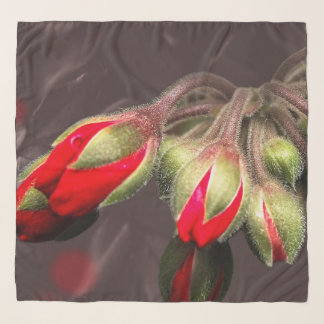 Red Bloom Dark Background Scarf