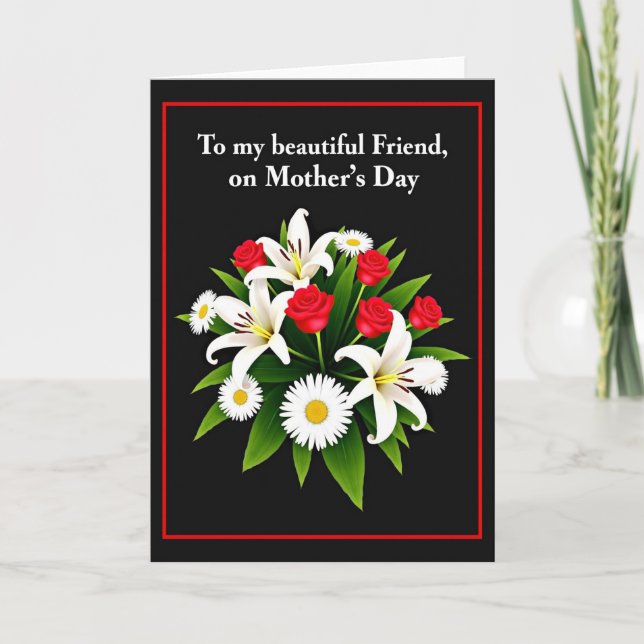 Red Bloom Mothers Day Friend Card (Front)