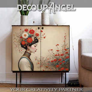 Red Bloom Serenity - Decoupage - Tissue Paper
