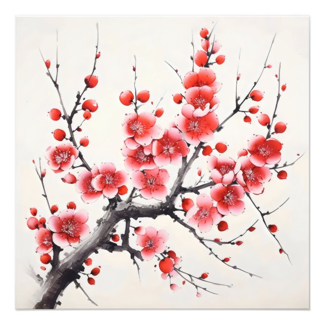 Red Blooming Flowers Photo Print (Front)