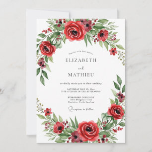 Red Blooming Romance Wedding Invitation