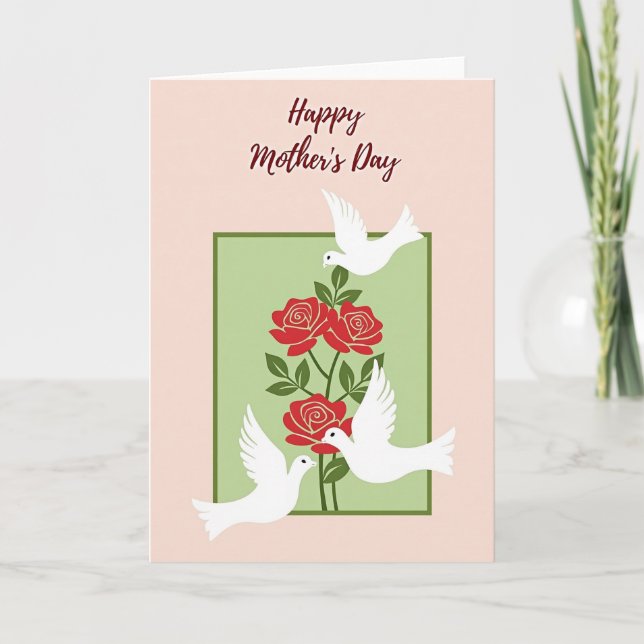 Red Blooms Mothers Day Art Card (Front)