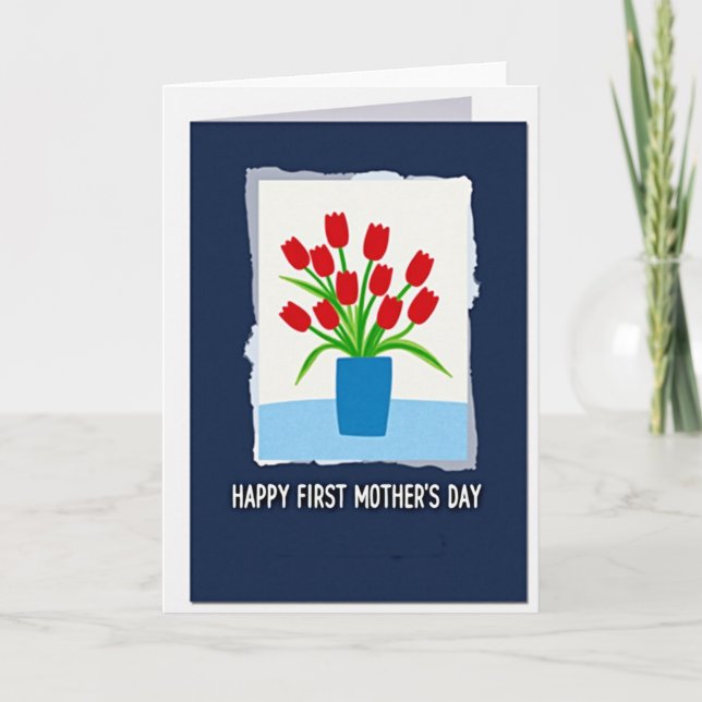 Red Blooms Mothers Day Celebration Card (Front)