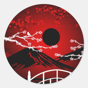 Red Blossom Classic Round Sticker
