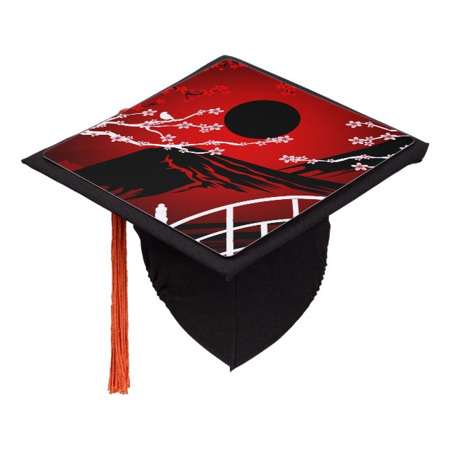 Red Blossom  Graduation Cap Topper (Angled)