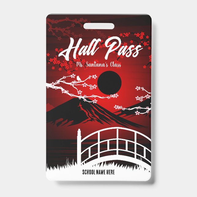 Red Blossom Hall Pass Badge (Front)