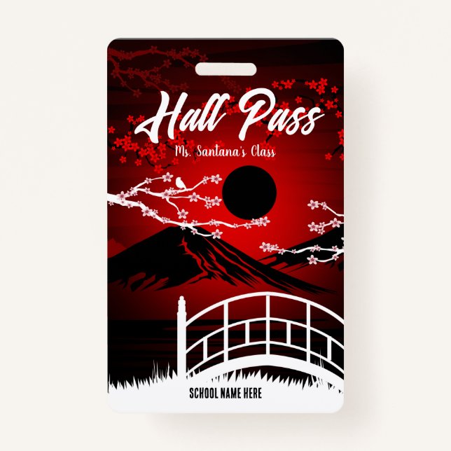 Red Blossom Hall Pass Badge (Front)