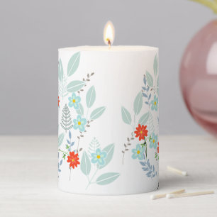 Red Blossom + Leaves Pillar Candle