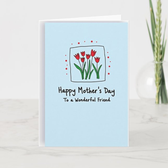 Red Blossom Mother Friend Card (Front)