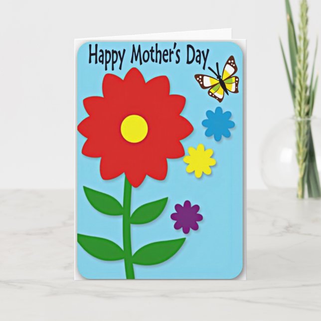 Red Blossom Mothers Day Art Card (Front)