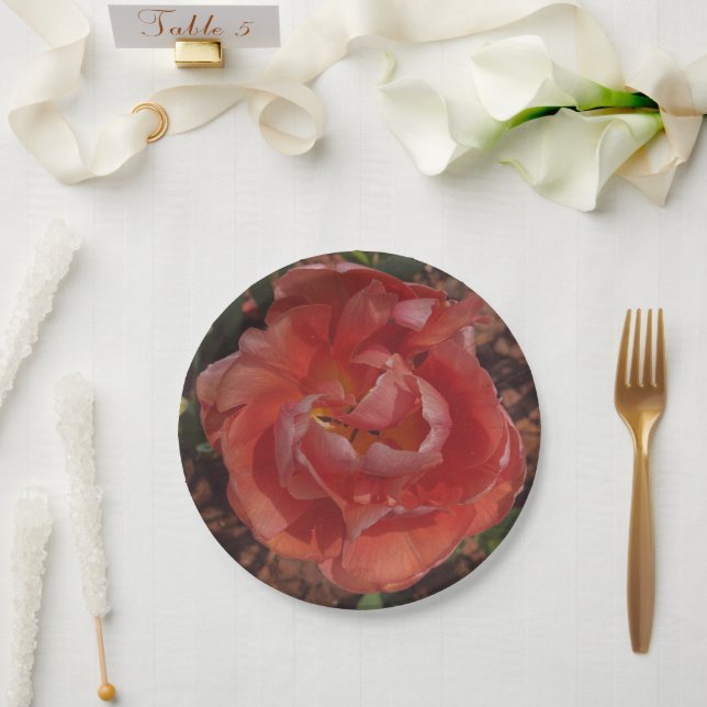red blossom  paper plates (Wedding)