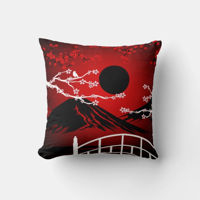 Red Blossom Throw Pillow (Front)