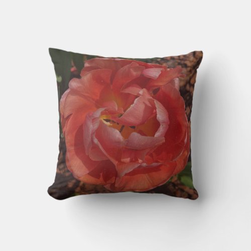 red blossom  throw pillow
