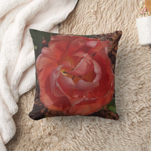 red blossom  throw pillow