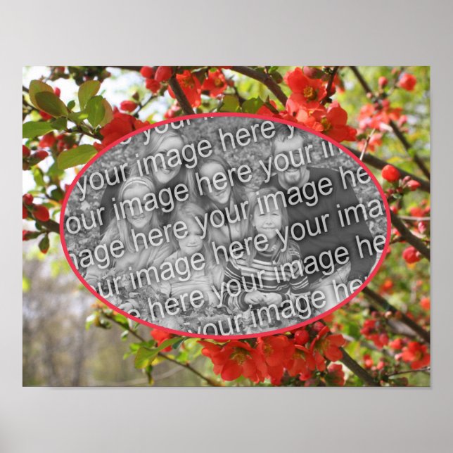 Red Blossoms Frame Create Your Own Photo  Poster (Front)
