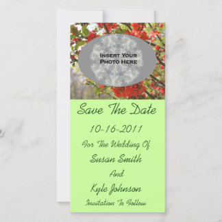 Red Blossoms Wedding Photo Save The Date 