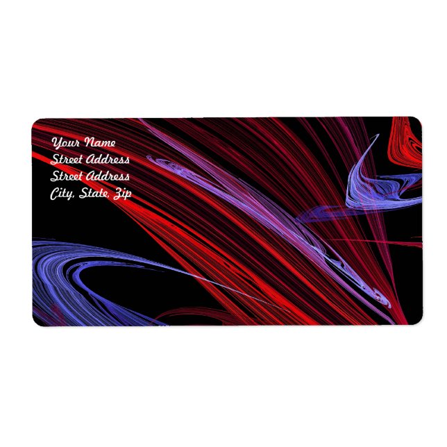 Red Blue Abstract Fractal Shipping Label (Front)