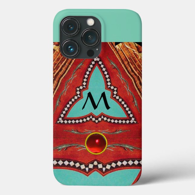 RED BLUE ABSTRACT GEOMETRIC TRIANGLE MONOGRAM Case-Mate iPhone CASE (Back)