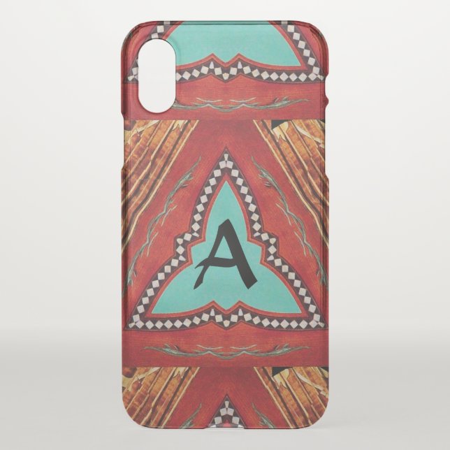 RED BLUE ABSTRACT GEOMETRIC TRIANGLE MONOGRAM UNCOMMON iPhone CASE (Back)