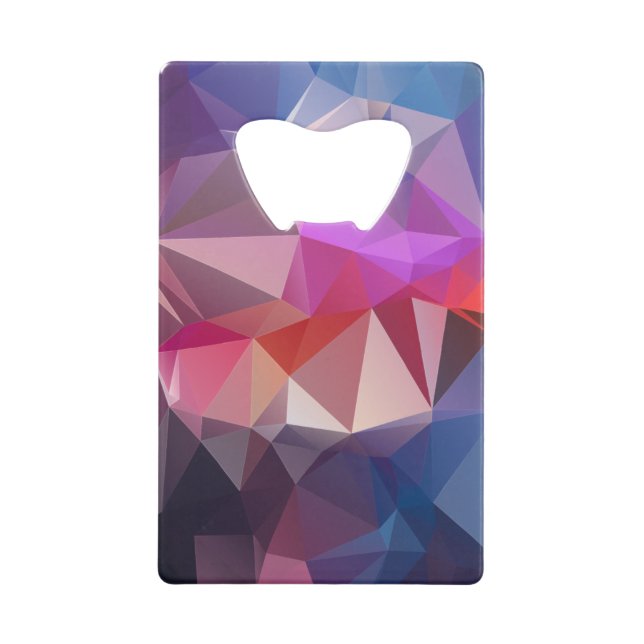 Red Blue Abstract Pyramid Art Credit Card Bottle Opener (Front)