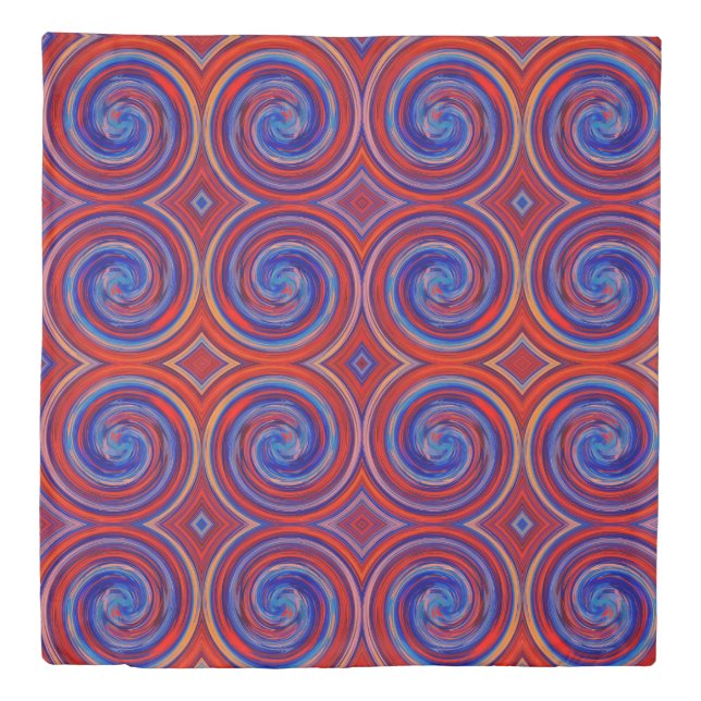 Red Blue Abstract Swirl Pattern Duvet Cover (Front)