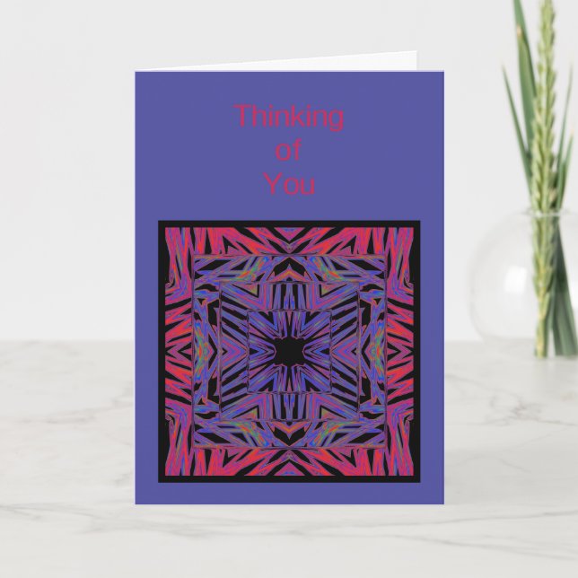 Red Blue Abstract Thinking of You Card Template (Front)