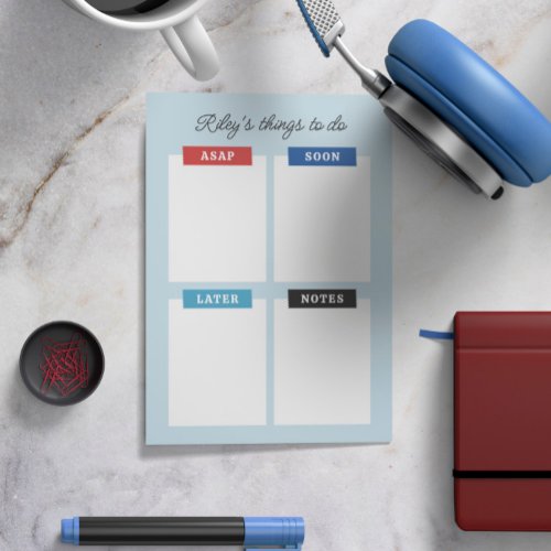 Red Blue Add Name Organized Things to Do Post_it Notes