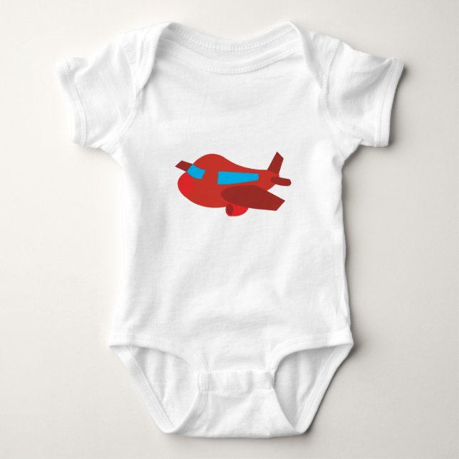 Red & Blue Airplane Baby Bodysuit (Front)