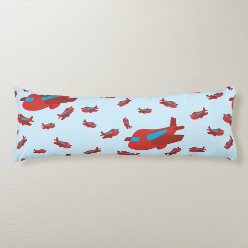 Red  Blue Airplane Pattern Body Pillow