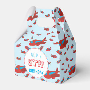 Red Blue Airplane Pattern Kids Boys Girls Birthday Favor Boxes