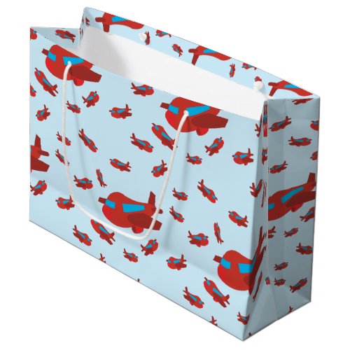 Red  Blue Airplane Pattern Large Gift Bag
