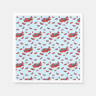 Red & Blue Airplane Pattern Napkins