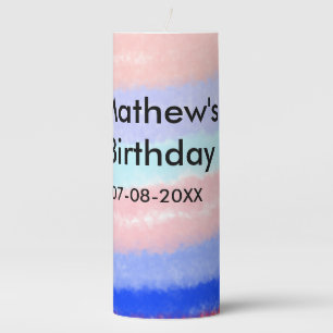 Red blue American boy birthday add name date Pillar Candle