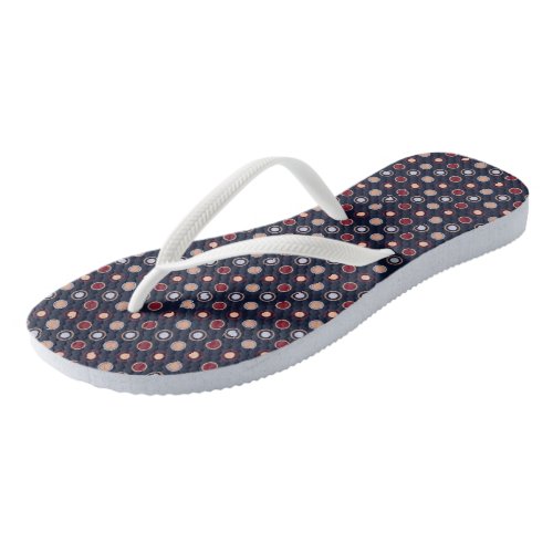 Red blue and Beige Dots Flip Flops