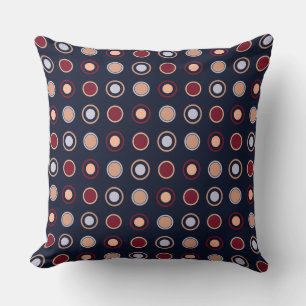 Red, blue and Beige Dots Throw Pillow